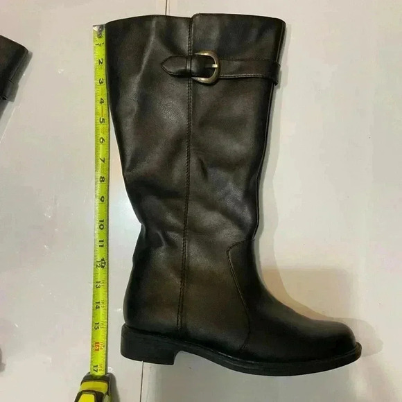 David Tate women’s stallion black polyurethane, tall boot buckle side zip healed - Picture 4 of 7